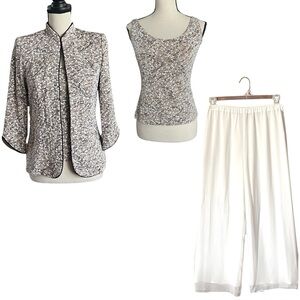 Alex Evenings Printed Shimmering twinset with Palazzo pants.SZ,S&M
